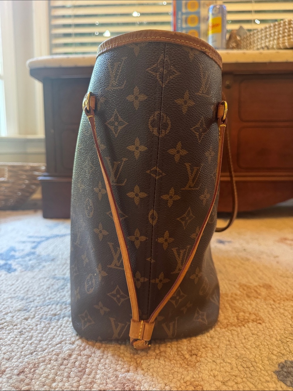Louis Vuitton Monogram Canvas Tote with Tan Leather Trim - Picture 10 of 14